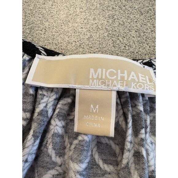 Michael Kors Designer Women’s Black Geo Print 3/4 Sleeve Pullover Blouse Size M - Picture 6 of 6